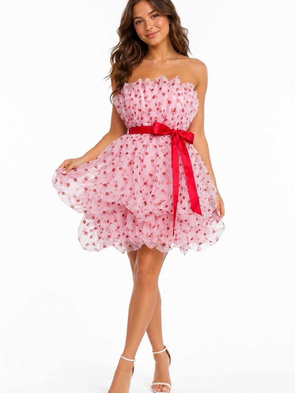 NWT Charmed Hearts Glitter Heart Tulle Party Dress L Valentine Coquette Fairy